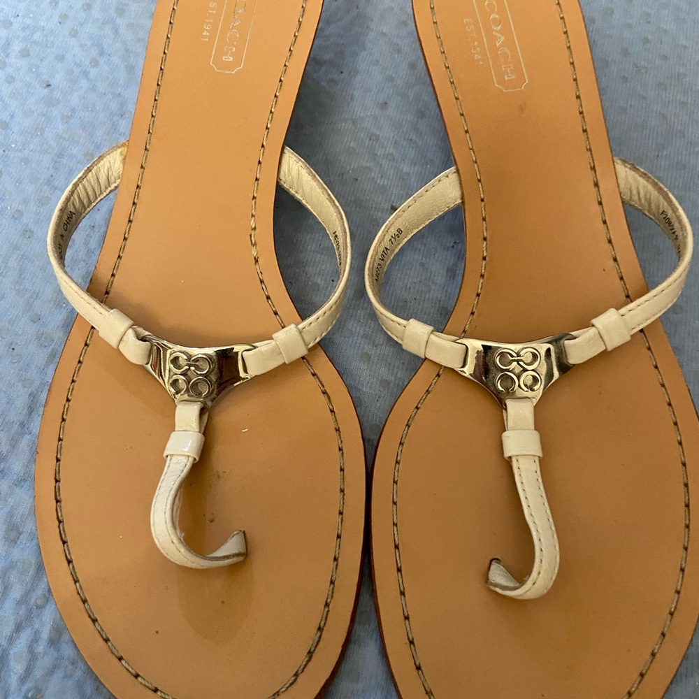 Coach Women's Tan Sandals with Gold Accents
